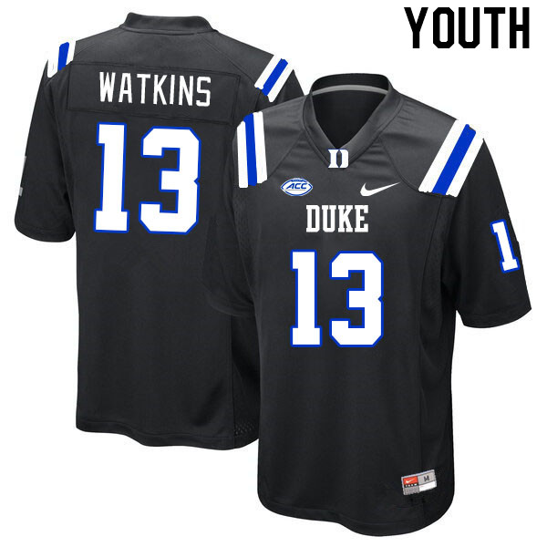 Youth #13 Jaden Watkins Duke Blue Devils College Football Jerseys Stitched-Black - Click Image to Close